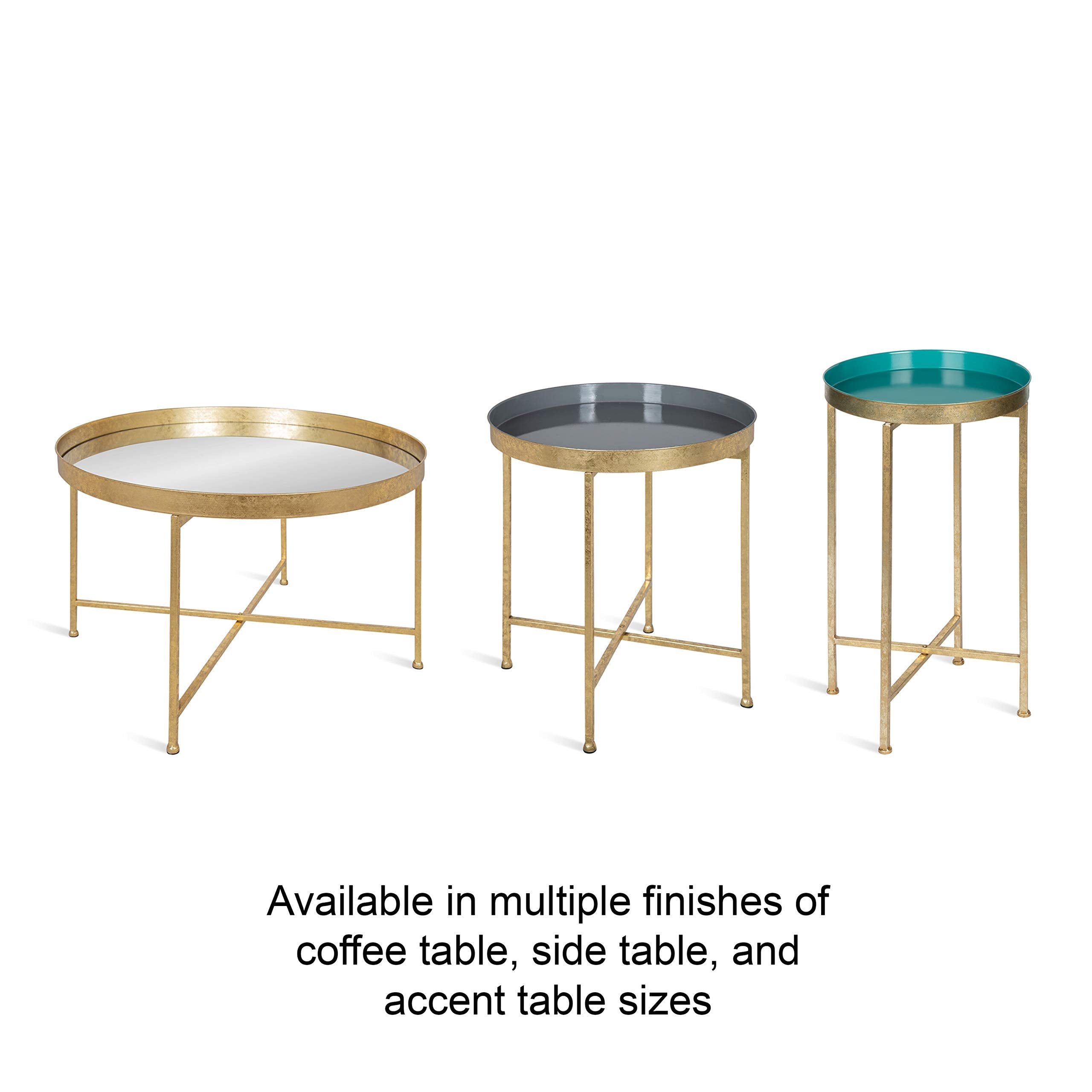 Kate and Laurel Celia Metal Foldable Round Accent Table, 18.25" x 18.25" x 22", Glass Surface and Gold Frame, Modern Minimalist Design and Detachable Magnetic Tabletop