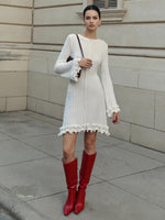 Load image into Gallery viewer, Oiamenne Red Boots for Women Knee High Square Toe Chunky Heel Leather Tall Boots with Side Zipper Fashion Wide Calf Long Boots,Size 8.5
