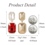 Load image into Gallery viewer, VANGETIMI Vintage Rhinestone Statement Earrings Fancy Big Crystal Rectangle Drop Dangle Earrings Evening Prom Pageant Jewelry Earrings for Women (Red-clear)
