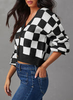 Load image into Gallery viewer, Dokotoo Womens Cardigan Sweaters School Outfits for Teachers V Neck Button Down Long Sleeve Plaid Cardigans Casual Cable Knit Fall Winter Ladies Cropped Fit Jackets Outerwear Black L

