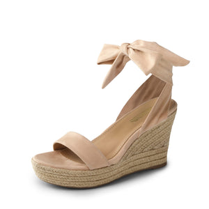 DREAM PAIRS Womens Open Toe Espadrilles Dressy Lace Up Strappy Wedges Sandals SDPW2301W,Nude,8