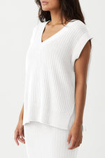 Load image into Gallery viewer, Saodimallsu Womens V Neck Sweater Vest Oversized Ribbed Knit Sleeveless Casual Loose Fit Pullover Tank Top White
