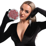 Load image into Gallery viewer, Boutique De FGG Rose Crystal Clutch Purse Women Flower Evening Bag Wedding Party Prom Bridal Rhinestone Floral Handbag,Mini,Red
