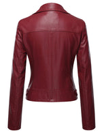 Load image into Gallery viewer, Tanming Women&#39;s Faux Leather Moto Biker Short Coat Jacket (WineRed-M)

