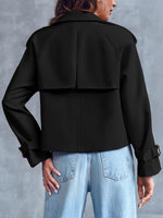 Load image into Gallery viewer, Saodimallsu Women Crop Double Breasted Trench Coat Raglan Sleeve Work Office Cropped Jacket With Pockets
