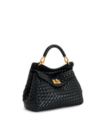 Load image into Gallery viewer, JW PEI Women&#39;s Lucia Classic Top Handle Woven Bag - Black
