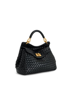 JW PEI Women's Lucia Classic Top Handle Woven Bag - Black