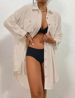 Load image into Gallery viewer, Bsubseach Womens Modern Swimsuit Cover Up Blouse Button Down Shirt Dresses Tops Apricot M
