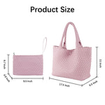 Load image into Gallery viewer, SporGenius Woven Tote Bag for Women, Vegan Leather Handwoven Bags with Small Handmade Purse, Large Travel Braided Top Handle Handbags (Pink)
