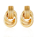 Load image into Gallery viewer, Chunky Gold Drop Earrings for Women - Minimalist Knot Earrings, Trendy Geometric Dangle Statement Earring Jewelry
