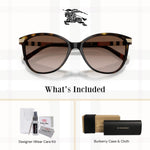 Load image into Gallery viewer, BURBERRY BE4216 300213 57M Dark Havana/Brown Gradient Cateye Sunglasses for Women+Bundle with Accessory Eyewear Kit

