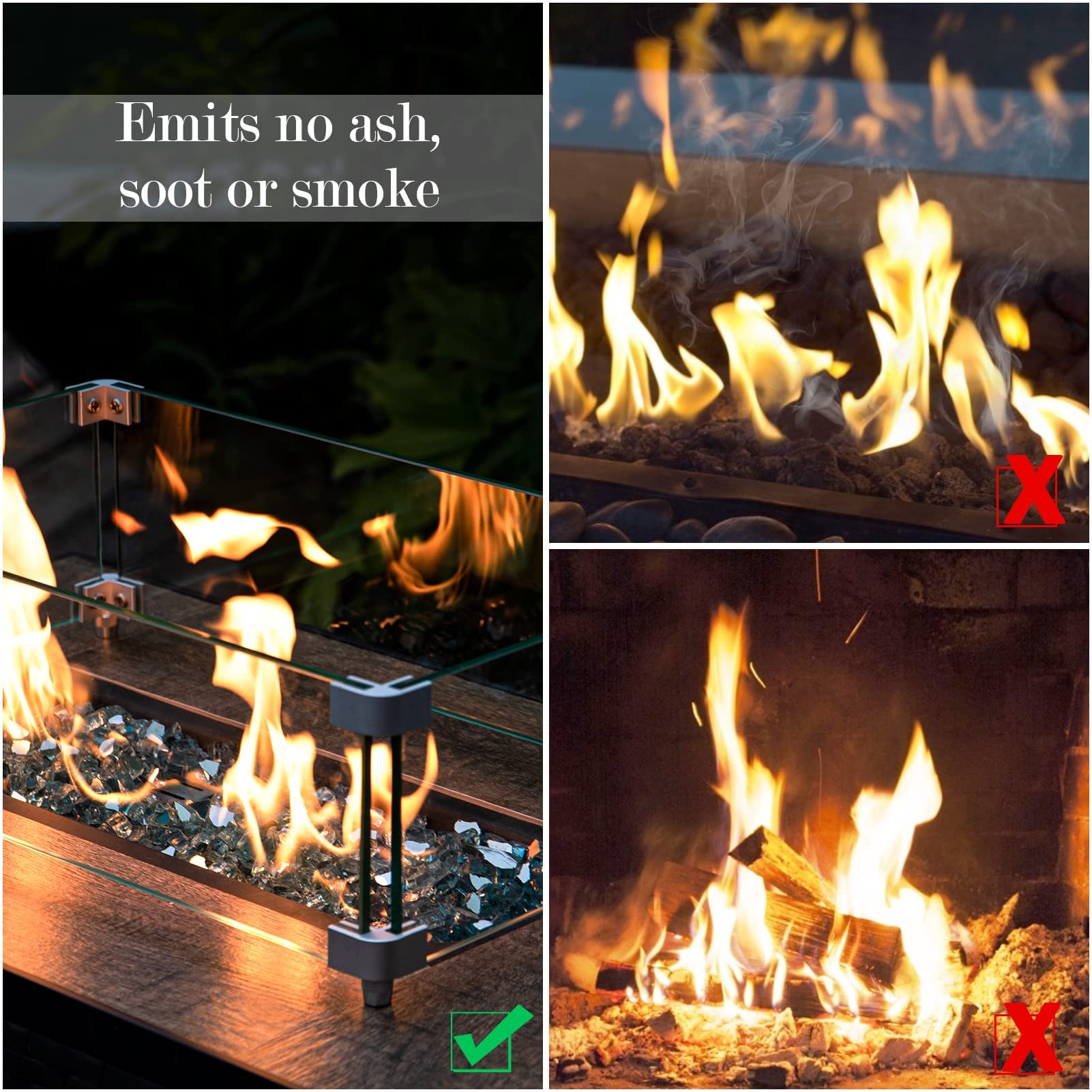 GASPRO 20 lbs Fire Glass for Propane Fire Pit, 1/2-Inch Reflective Fireplace Glass Rocks for Fire Pit Table, Caribbean Blue