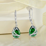 Load image into Gallery viewer, Rocayi May Birthstone Dangle Drop Earrings for Women 925 Sterling Silver Emerald Earrings Teardrop Leverback Jewelry Gifts for Wife Mother Her
