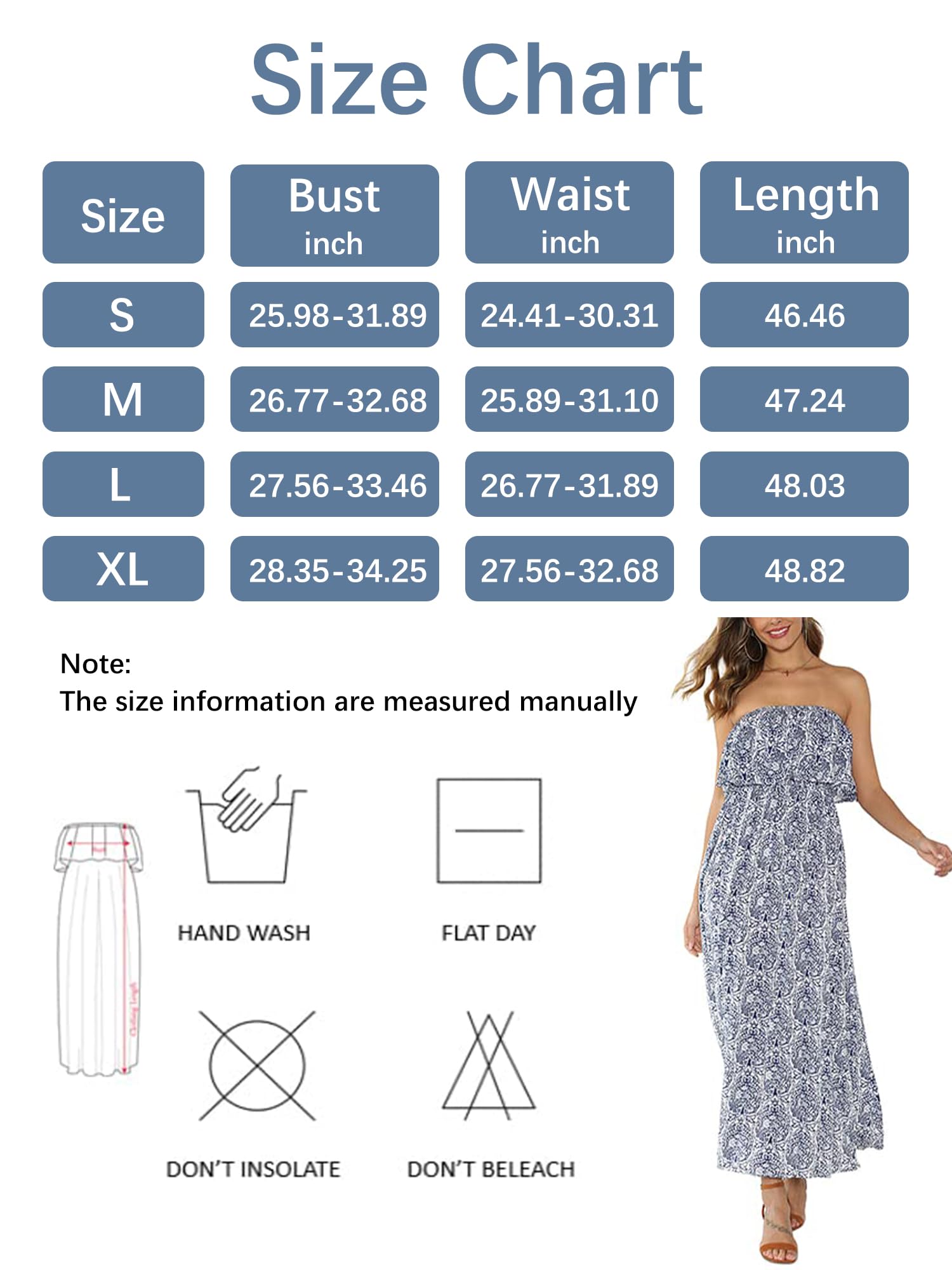 ZMPSIISA Women's Summer Off The Shoulder Maxi Dress Ruffle Strapless Blue White Porcelain Boho Casual Loose Long Dresses(A-Blue Porcelain,Medium)