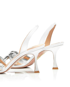 Aquazzura Galactic Flower Sandal 75, White, 8.5