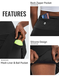 baleaf Pleated Tennis Skirt Skorts Skirts for Woman High Waisted Lightweight Athletic Golf Workout with Shorts Pockets Black Medium
