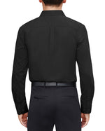Load image into Gallery viewer, J.VER Men&#39;s Dress Shirts Cotton Stretch Long Sleeve Solid Formal Shirt Business Stain Shield Casual Button Down Shirts Black Large
