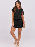 Load image into Gallery viewer, ANRABESS Rompers for Women Summer 2025 Casual Dressy One Piece Tshirt Short Pants Jumpsuit Beach Vacation Outfit Clothes A233-hei-M Black
