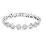 Load image into Gallery viewer, Swarovski Una Angelic Tennis Bracelet, Clear circle-cut Swarovski Crystals with Matching Crystal Pavé on a Rhodium Tone Finish Setting, Part of the Swarovski Una Angelic Collection
