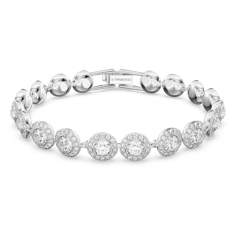 Swarovski Una Angelic Tennis Bracelet, Clear circle-cut Swarovski Crystals with Matching Crystal Pavé on a Rhodium Tone Finish Setting, Part of the Swarovski Una Angelic Collection