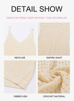 Load image into Gallery viewer, Dokotoo Women&#39;s Swimwear Cover Ups 2025 Summer Scoop Neck Sleeveless Bathing Suit Crochet Hollow Out Spaghetti Straps Cruise Resort Wear Outfits Beach Dresses for Women Apricot Medium
