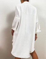Load image into Gallery viewer, Bsubseach Womens Modern Swimsuit Cover Up Blouse Button Down Shirt Dresses Tops White M
