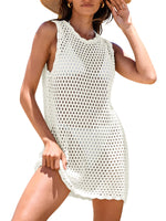 Load image into Gallery viewer, ANRABESS Womens Swimsuit Cover Up Sleeveless Knit 2025 Summer Outfits Swimwear Bathing Suit Coverup Crochet Beach Dress White Medium
