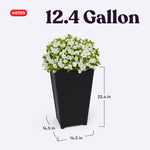 Load image into Gallery viewer, Keter Set of 2 Resin Modern Outdoor 22 Inch Tall Large Flower Pots, Tapered Wood Look Planters for Outdoor Plants and Front Porch Decor, Graphite
