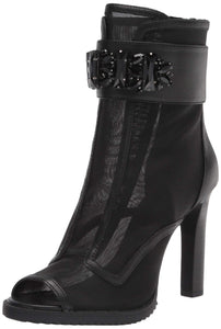 Karl Lagerfeld Paris Women's Blayze Peep Toe Heeled Fashion Bootie with Stud Embellishments Ankle Boot, Black, 8.5