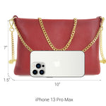 Load image into Gallery viewer, Dasein Italian Genuine Leather Handbag for Women Clutch Evening Bag Gold Chain Strap Shoulder Bag Crossbody Purse (Red)
