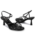 Load image into Gallery viewer, wetkiss Black Heels Women - Strappy Low Kitten Heels Comfortable Sandals Round Open Toe for Going Out Dressy Adjustable Ankle Strap, Black, Size 8
