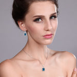 Load image into Gallery viewer, Gem Stone King 7-11 Cttw Gemstone Birthstone Pendant and Earrings Jewelry Set For Women | 925 Sterling Silver | Emerald Cut 9X7MM | With 18 Inch Chain | Fine Jewelry Gifts for Her Mom Women Wife
