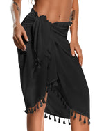 Load image into Gallery viewer, Eicolorte Beach Sarong Pareo Womens Semi-Sheer Swimwear Cover Ups Short Skirt with Tassels

