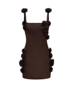 Load image into Gallery viewer, JW PEI Women&#39;s Elaina Pink Rosette Applique Mini Dress - Chocolate Brown

