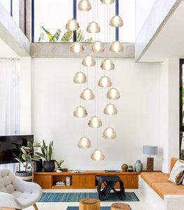 dolria Gold Modern Crystal Chandelier for Staircases 157" Long Adjustable Ceiling Light for Entrance 3000K LED Hanging Lighting Living Room Hallway Entryway