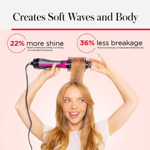 REVLON One-Step Volumizer Hair Dryer and Styler, Improved Motor for Less Frizz, More Shine, and Reduced Heat Damage for Salon Style Round Brush for Blowout, Black (Amazon Exclusive)