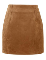 Load image into Gallery viewer, IDEALSANXUN Brown Suede Skirts for Women 2025 Fall Winter Fashion Outfits Corduroy Velvet High Waisted Bodycon Pencil Short Mini Skirt Casual Business Work Clothes(Suede Brown, M)
