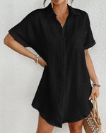 Load image into Gallery viewer, Bsubseach Bathing Suit Cover Up for Women Short Sleeve Bikini Beach Shirt Button Down Swim Cover Ups Black M
