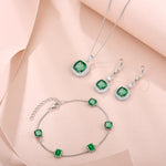 Load image into Gallery viewer, Inpasne Emerald Bracelet for Women 925 Sterling Silver Princess Cut Link Bracelet May Birthstone Jewelry Gifts for Her
