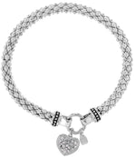 Load image into Gallery viewer, NINE WEST Women&#39;s Silvertone Crystal Pave Heart Stretch Bracelet
