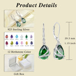 Load image into Gallery viewer, Rocayi May Birthstone Dangle Drop Earrings for Women 925 Sterling Silver Emerald Earrings Teardrop Leverback Jewelry Gifts for Wife Mother Her
