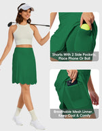 Load image into Gallery viewer, M MOTEEPI Skorts for Women Dressy Casual Knee Length Athletic Skirt Long Tennis Skirts for Women Golf Skort Tennis Apparel Green Skort L
