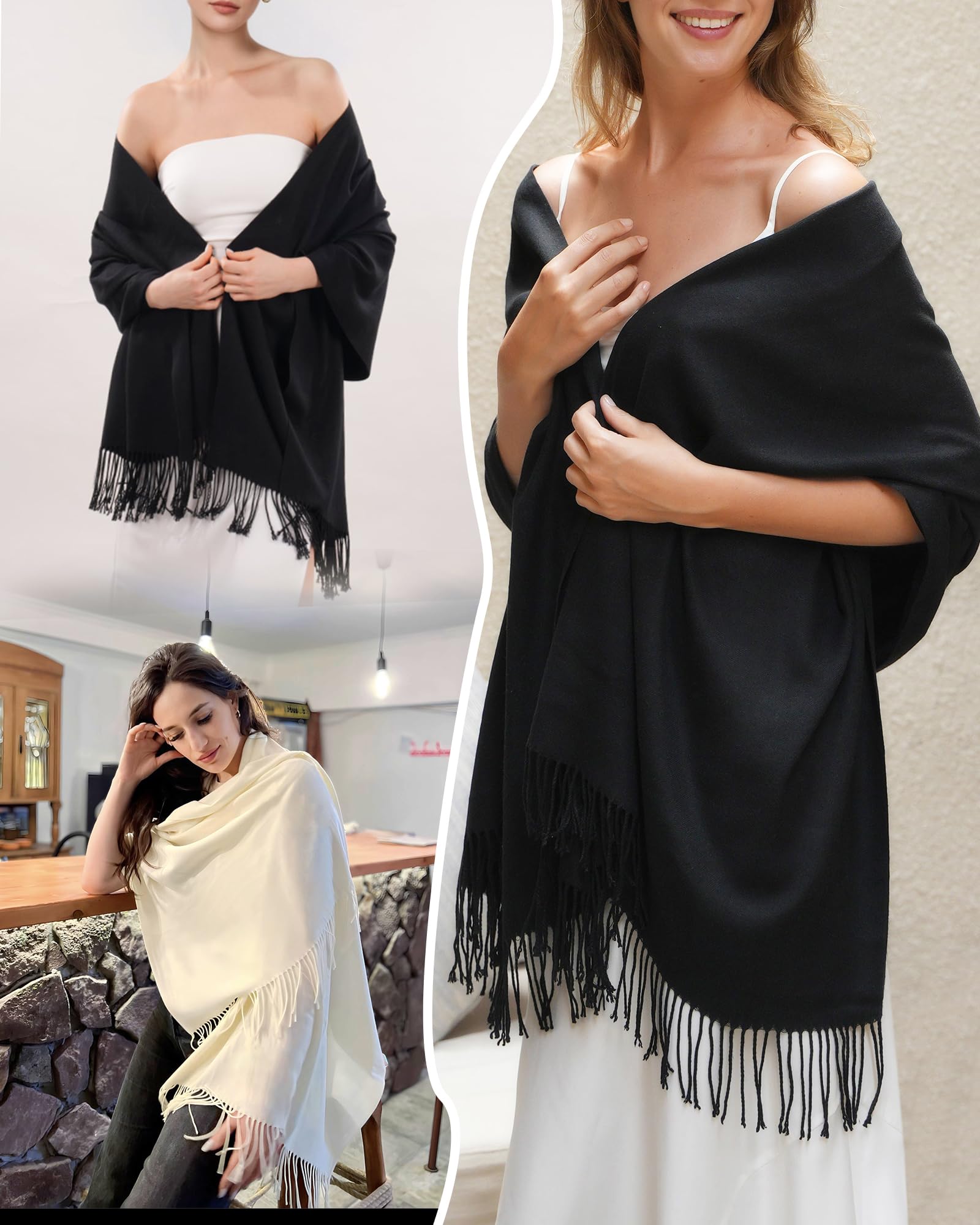 FURTALK Women's Scarf Pashmina Shawls and Wraps for Evening Dress Wedding Bride Bridesmaid Gifts Winter Scarves