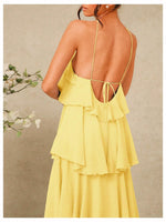 Load image into Gallery viewer, SOLY HUX Women's Sundresses Ruffle Layered Halter Flowy Maxi Dress Elegant Wedding Guest Dresses
