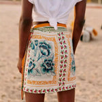 Load image into Gallery viewer, Talakeno Womens Summer Floral Wrap Short Skirt Tie Side High Waist A Line Beach Vacation Boho Mini Skirt(Multicolor,L)
