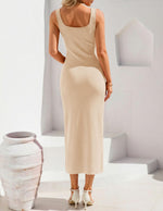 Load image into Gallery viewer, ZESICA Women's 2026 Summer Spring Floral Maxi Dress Beach Vacation Casual Sleeveless Tank Knitted Bodycon Sweater Dresses, Apricot, Small
