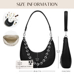 Load image into Gallery viewer, CHUNLI Small Shoulder Bag for Women, PU Leather Crescent Hobo Purses with Silver Chain, Women's Work Casual Evening Handbag, Black
