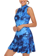 Load image into Gallery viewer, Golf Dresses,Cucuchy Workout Dress for Women Ladies Tennis Apparel Casual Polo Crew Neckline Summer Tank Dresses Cool Flattering Plrated Zip Up Clothes Tie Dye Royal Blue S
