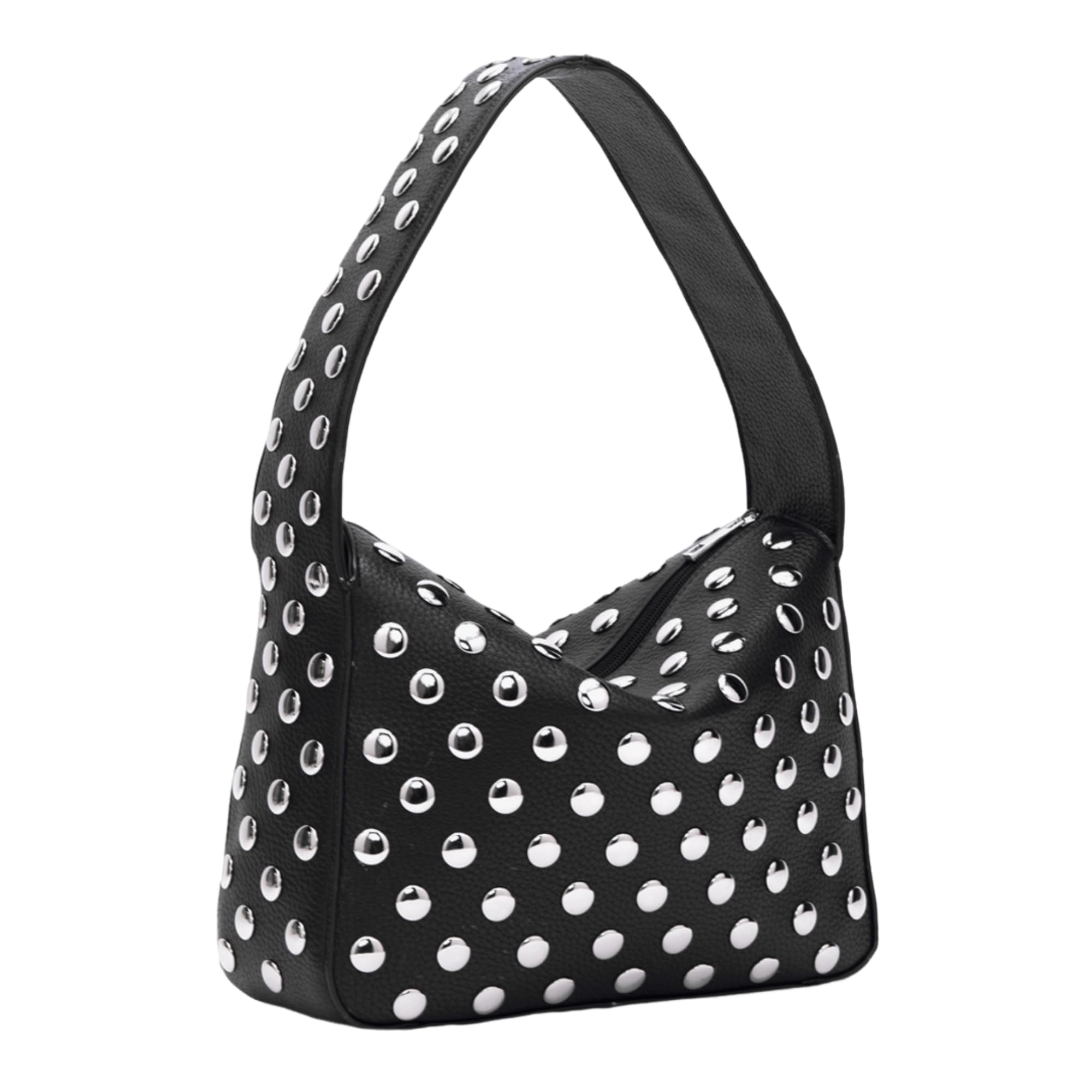 Studded Purses Y2k Shoulder Bag 90s Punk Women Small Shouder Purse Vegan Leather Designer Handbags Streetwear 2000s (Black,One Size)