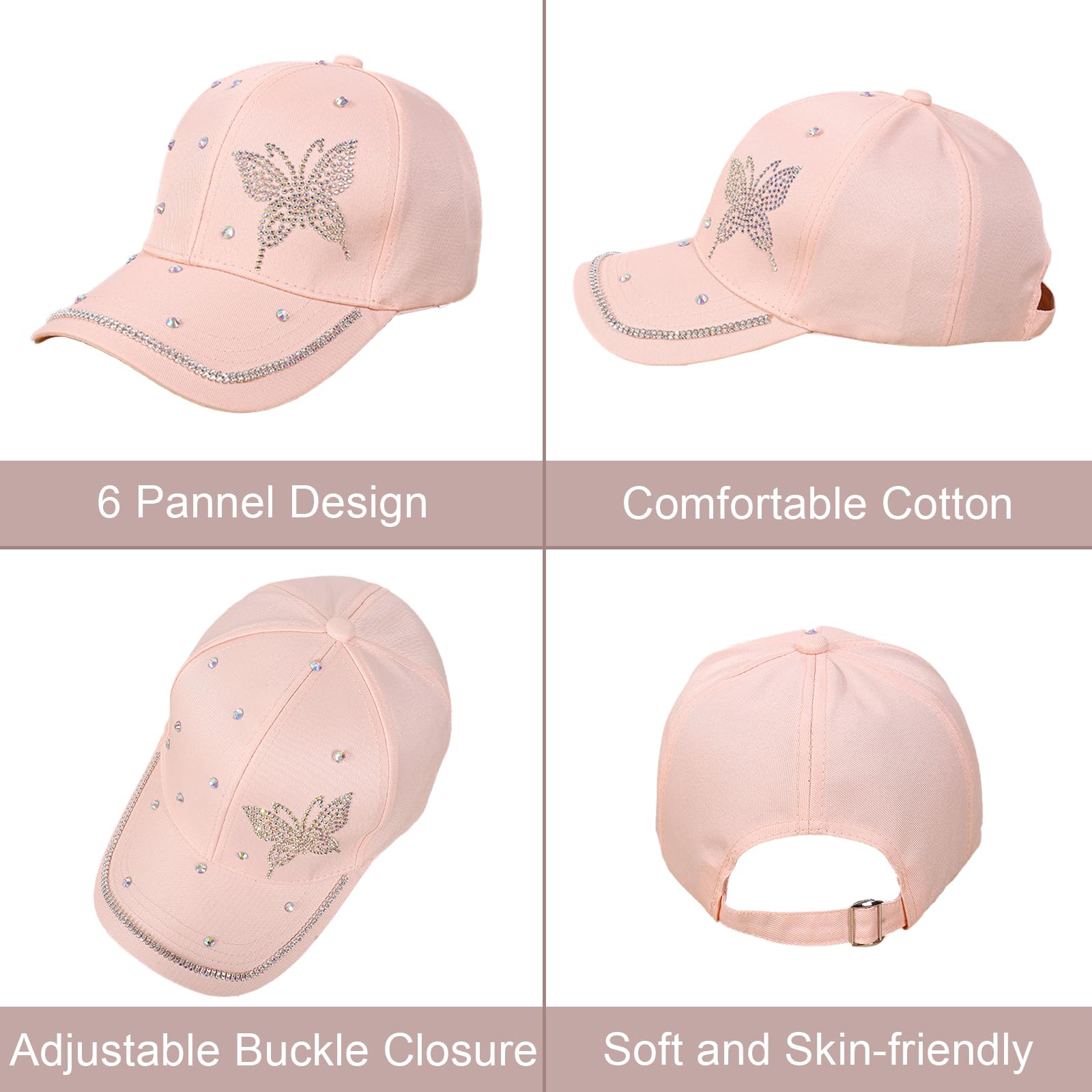 Baseball Cap for Women Sun Hat Rhinestone Sequin Cap Diamond Bling Hat Cute Cool Hats Fashionable Trucker Hats